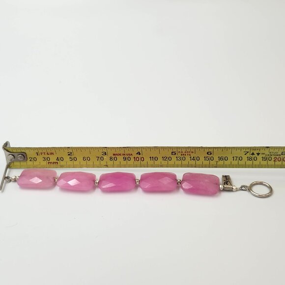 Stunning Rose Quartz Style Polished Faceted Pink Stone Bracelet - Picture 11 of 11